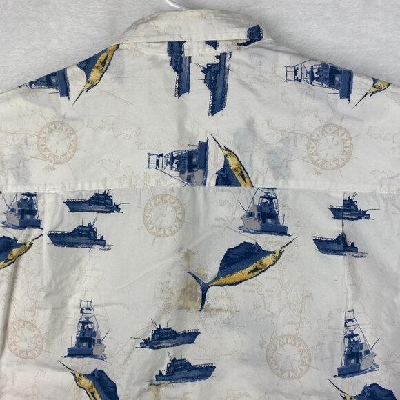Crossings Button Up Shirt Mens Large Sailboat Short Sleeve - Picture 4 of 8